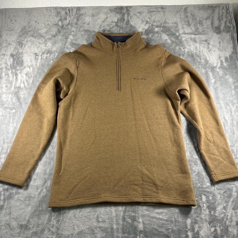 Cream and brown Columbia Sportswear quarter zip pullover